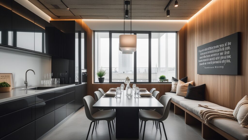 Modern Sophistication: Redefining Kitchen-Dining Fusion Spaces